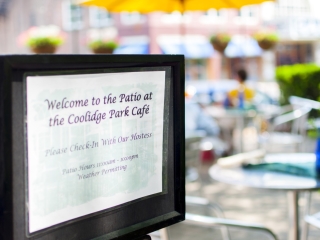 Coolidge Park Cafe entrance sign Coolidge Park Cafe entrance sign