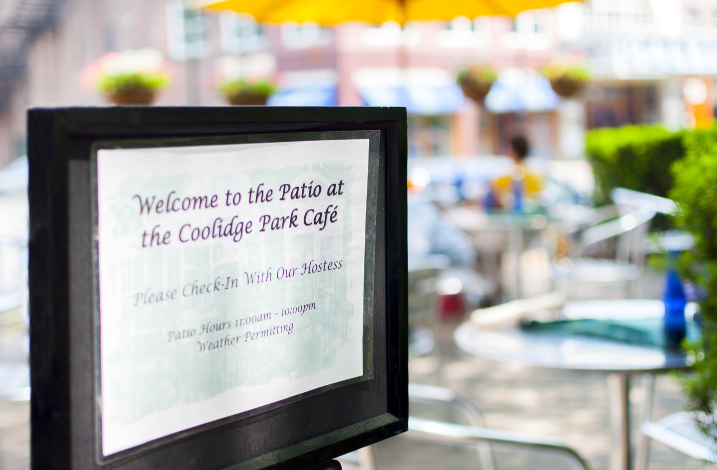 Coolidge Park Cafe entrance sign